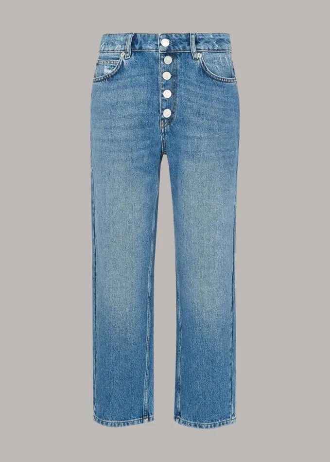 Whistles Authentic Hollie Button Jean Denim Women Jeans