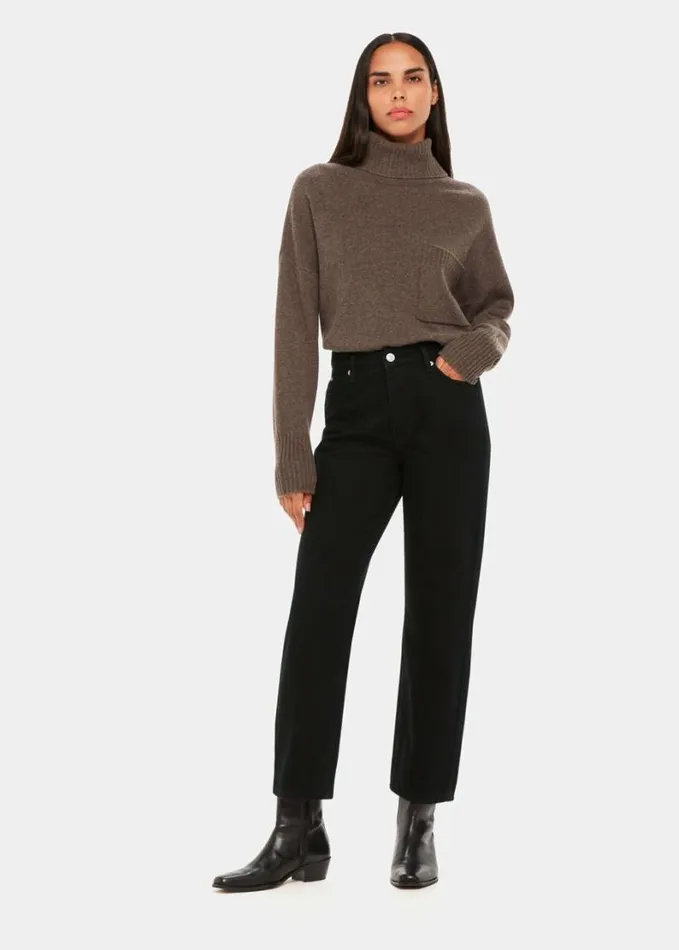 Whistles Authentic Mollie Straight Jean Solid Black Women Pants