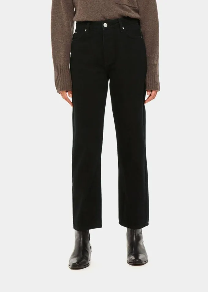 Whistles Authentic Mollie Straight Jean Solid Black Women Pants
