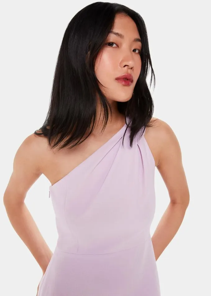 Whistles Bethan One Shoulder Maxi Dress Lilac Women Dresses