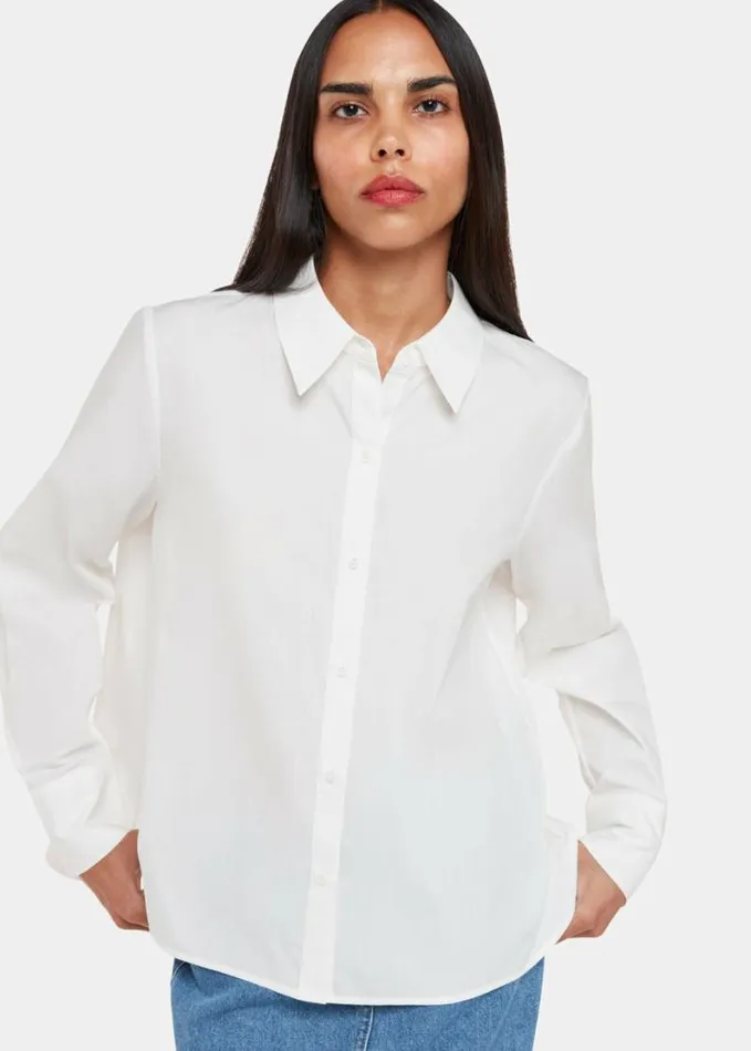 Whistles Boxy Cotton Shirt White Women Tops