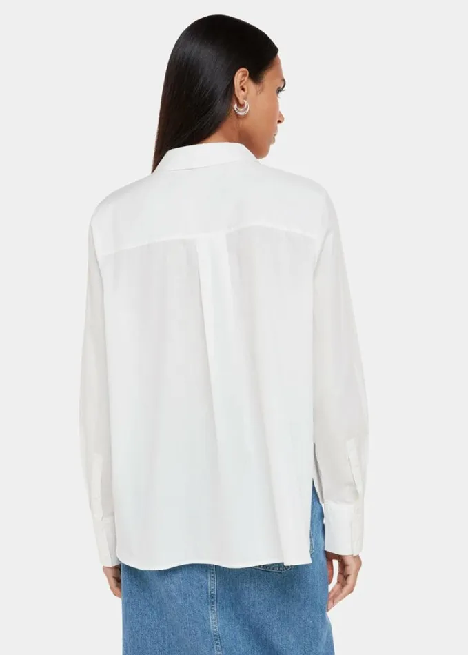 Whistles Boxy Cotton Shirt White Women Tops