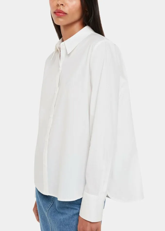 Whistles Boxy Cotton Shirt White Women Tops