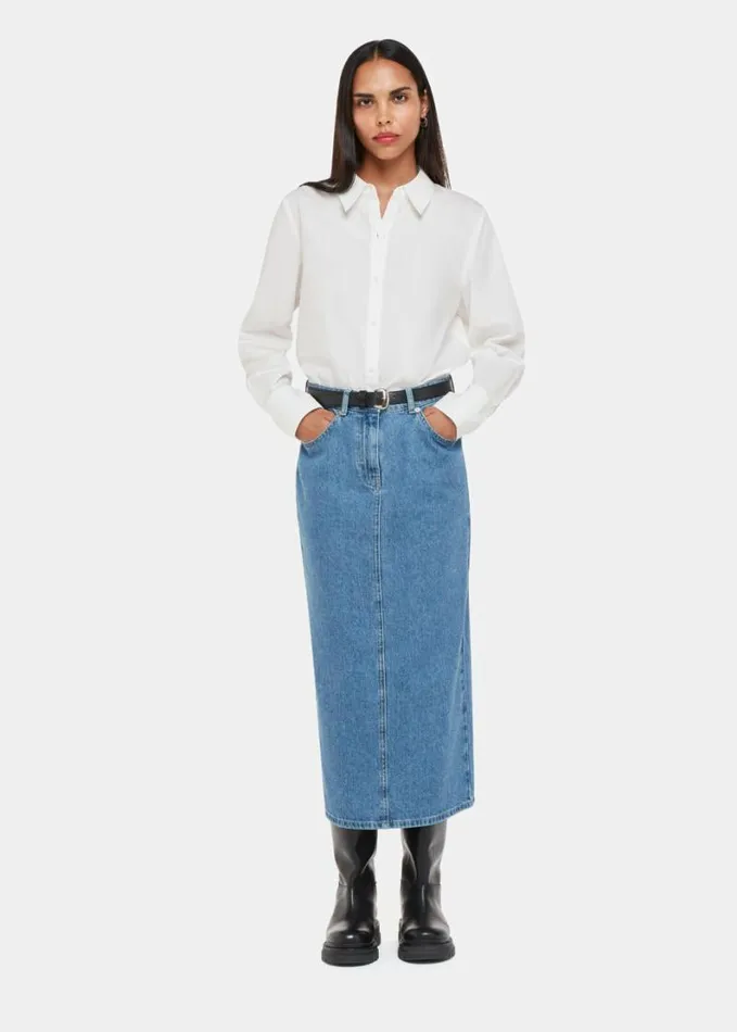 Whistles Boxy Cotton Shirt White Women Tops