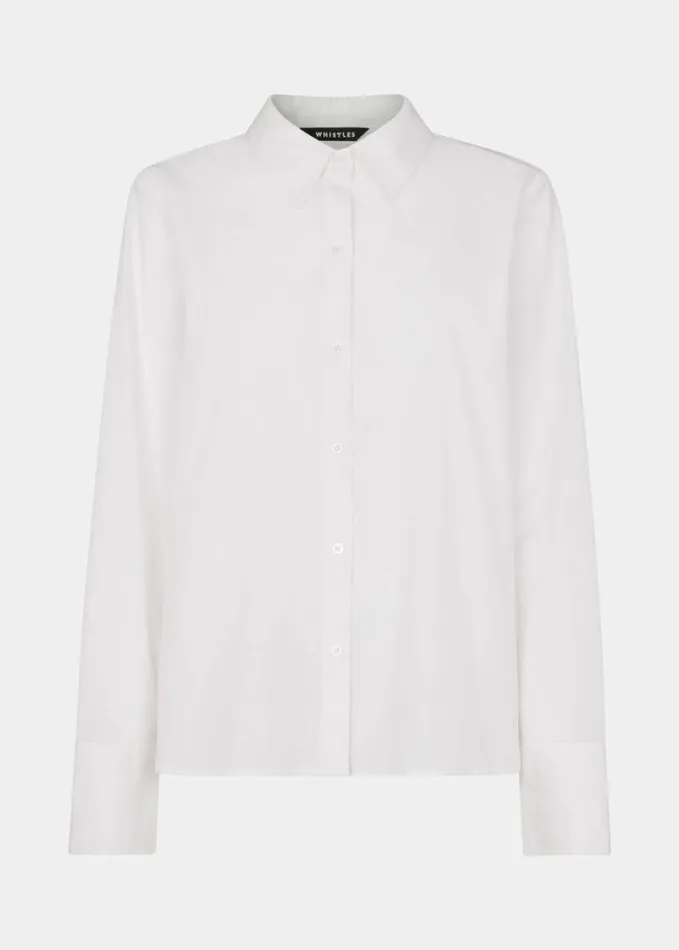 Whistles Boxy Cotton Shirt White Women Tops
