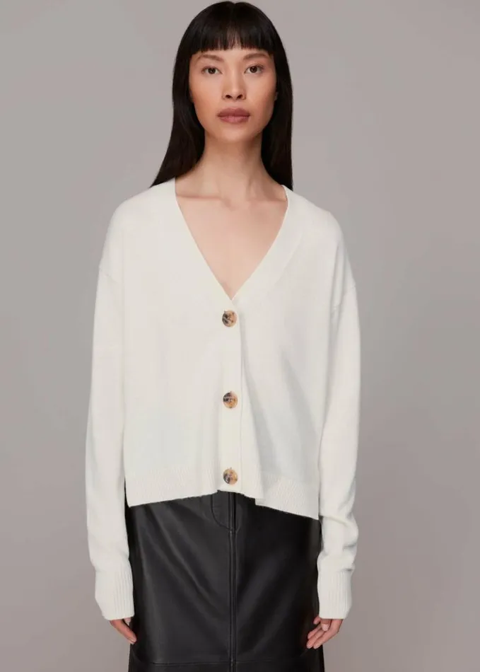 Whistles Cashmere Cardigan Ivory Women Sweaters and Cashmere