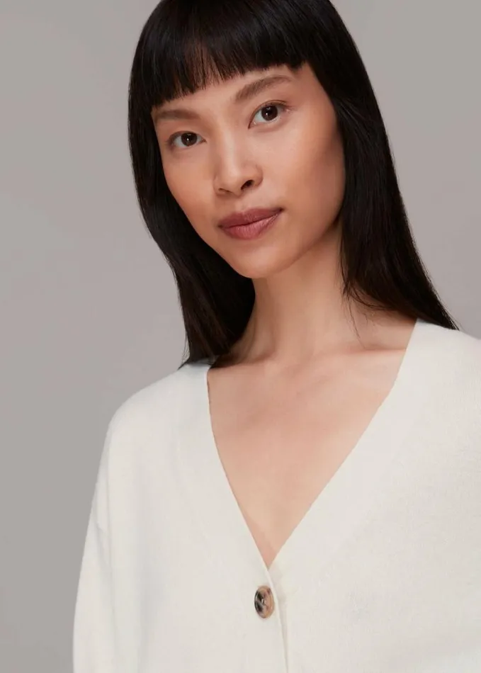 Whistles Cashmere Cardigan Ivory Women Sweaters and Cashmere
