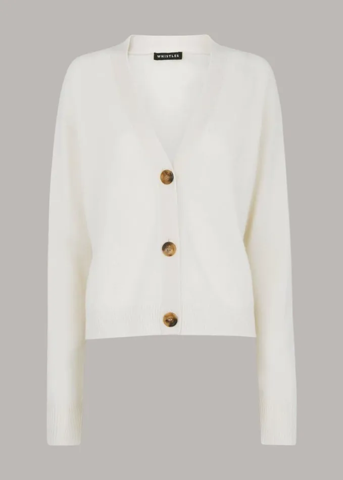 Whistles Cashmere Cardigan Ivory Women Sweaters and Cashmere