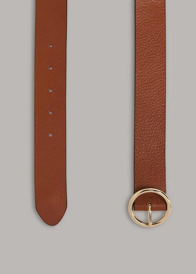Whistles Circle Buckle Belt Tan Women Belts