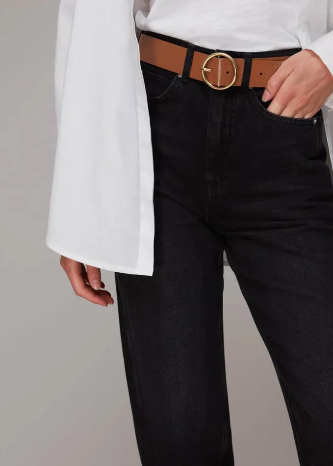 Whistles Circle Buckle Belt Tan Women Belts