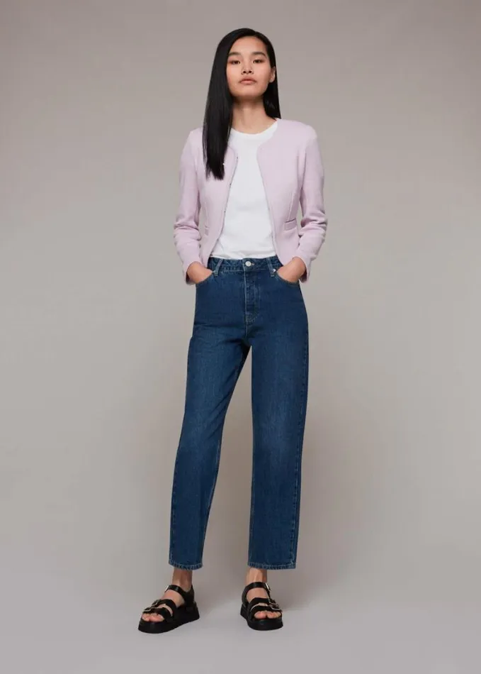 Whistles Collarless Jersey Jacket Lilac Women Coats and Jackets