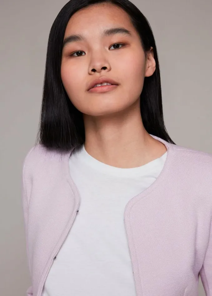 Whistles Collarless Jersey Jacket Lilac Women Coats and Jackets
