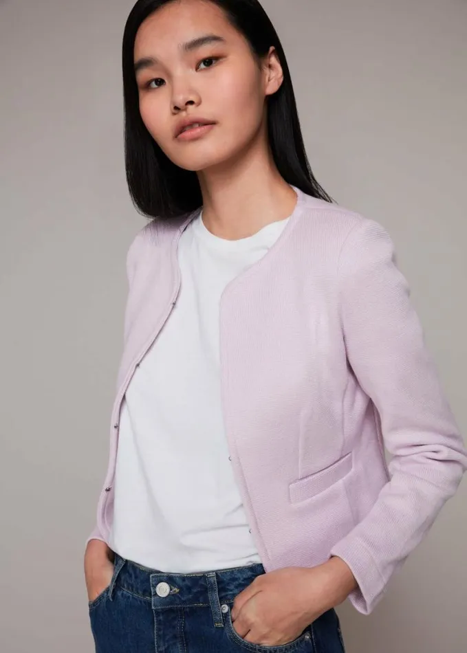 Whistles Collarless Jersey Jacket Lilac Women Coats and Jackets