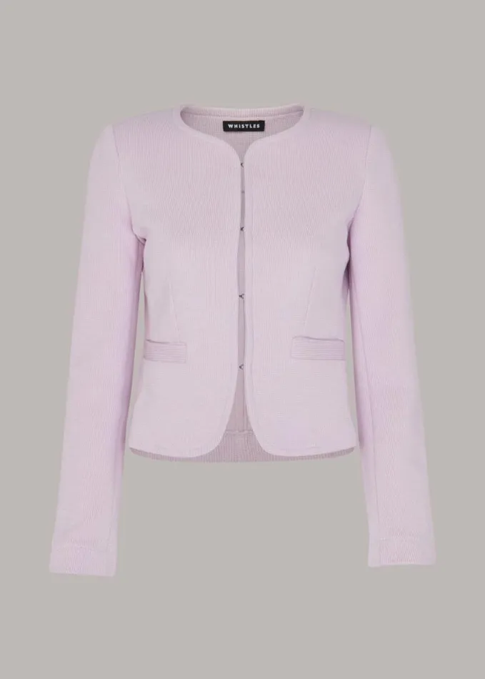 Whistles Collarless Jersey Jacket Lilac Women Coats and Jackets