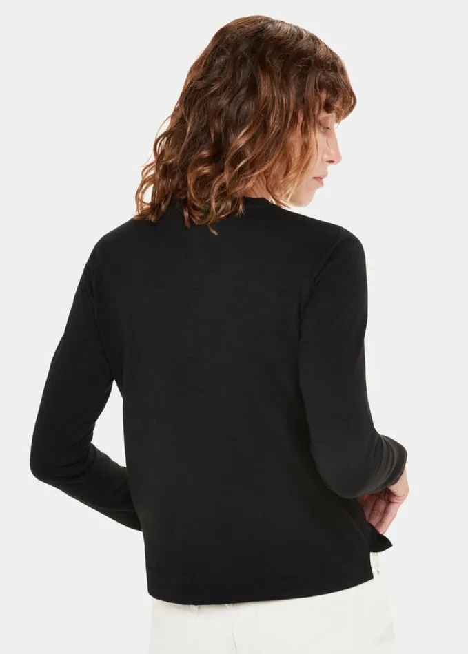Whistles Crew Neck Pocket Top Black Women Tops