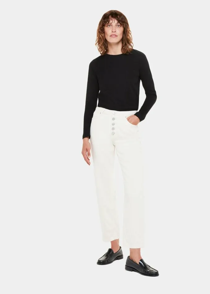 Whistles Crew Neck Pocket Top Black Women Tops