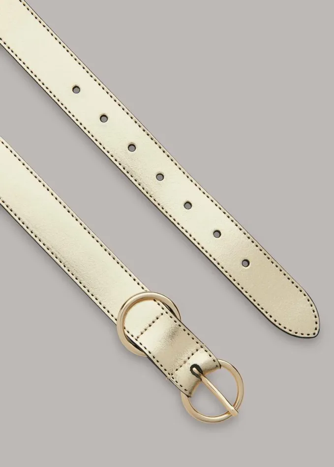 Whistles Double Ring Buckle Belt Pewter Women Belts