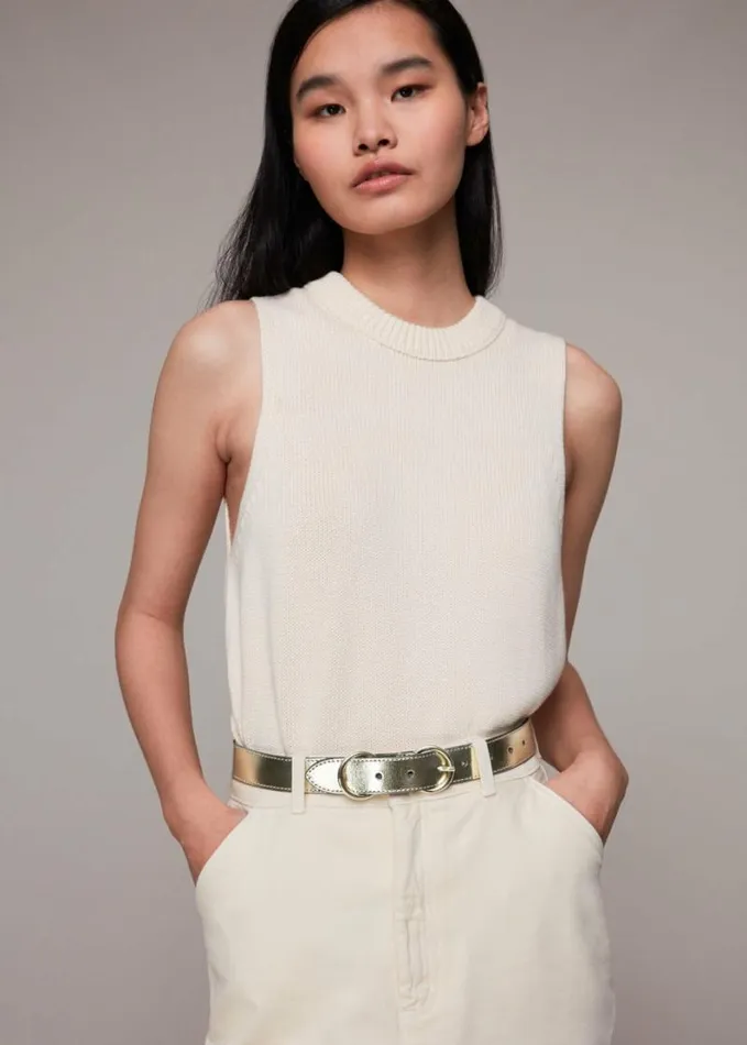 Whistles Double Ring Buckle Belt Pewter Women Belts
