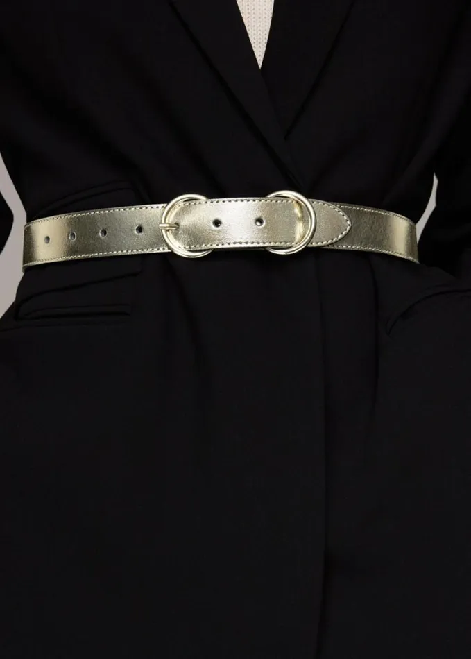 Whistles Double Ring Buckle Belt Pewter Women Belts