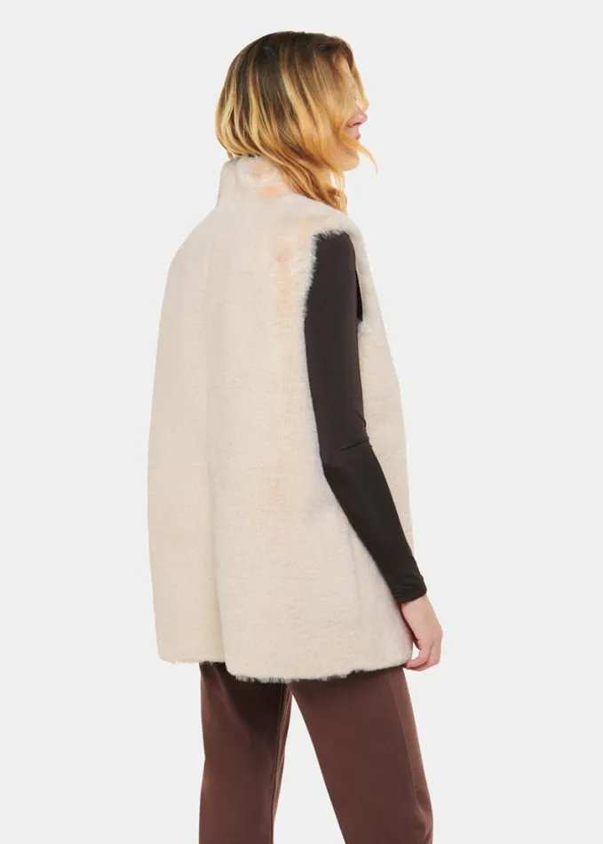 Whistles Faux Fur Gilet Neutral Women Coats and Jackets