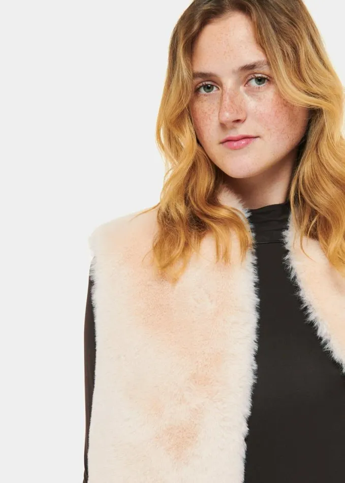 Whistles Faux Fur Gilet Neutral Women Coats and Jackets