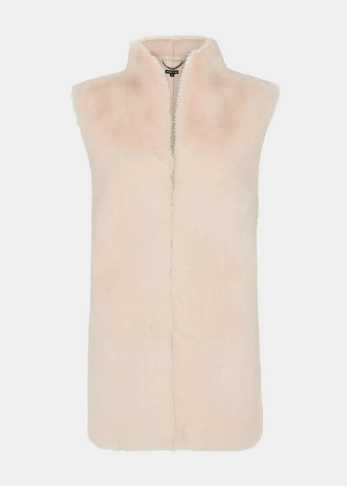 Whistles Faux Fur Gilet Neutral Women Coats and Jackets