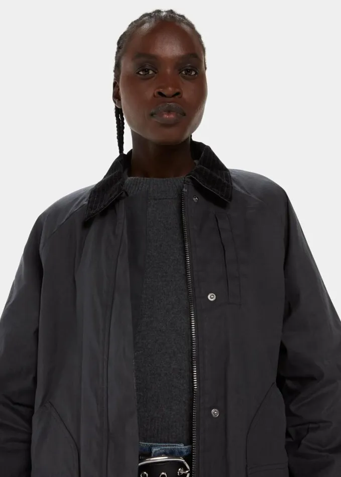 Whistles Fern Waxed Jacket Black Women Coats and Jackets
