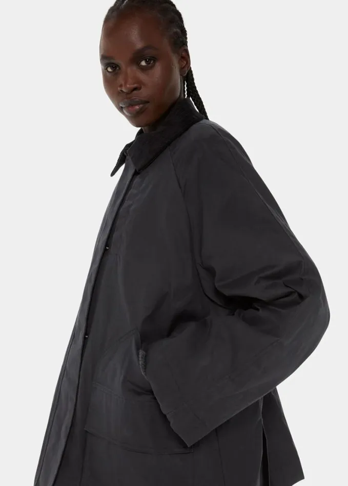Whistles Fern Waxed Jacket Black Women Coats and Jackets
