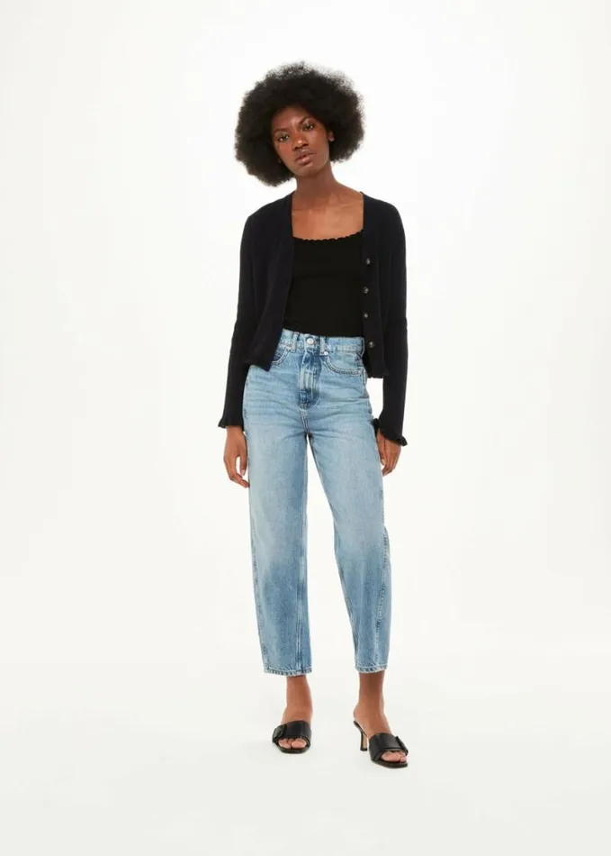 Whistles Frill Hem Cardigan Black Women Sweaters and Cashmere