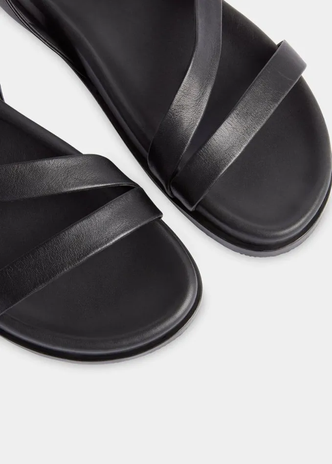 Whistles Gaia Asymmetric Strappy Sandal Black Women Sandals