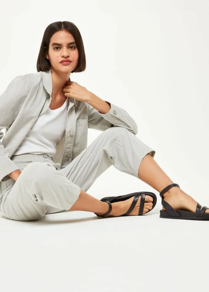 Whistles Gaia Asymmetric Strappy Sandal Black Women Sandals