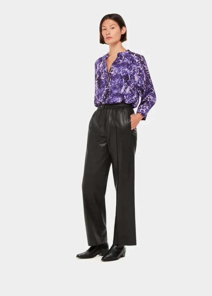 Whistles Glossy Leopard Raglan Shirt Purplemulti Women Tops