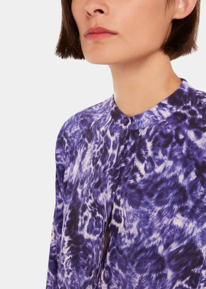 Whistles Glossy Leopard Raglan Shirt Purplemulti Women Tops