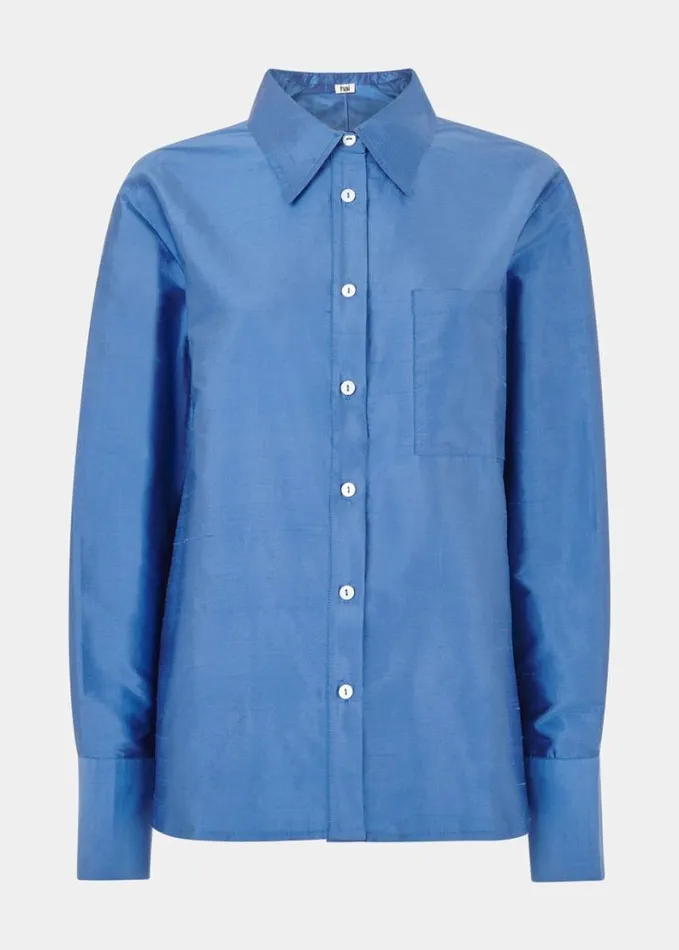 Whistles Hai Floris Shirt Blue Women Tops