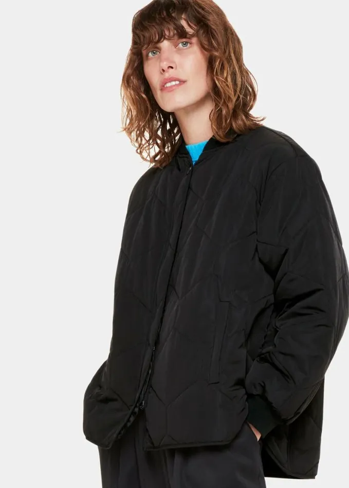 Whistles Ida Short Quilted Coat Black Women Coats and Jackets