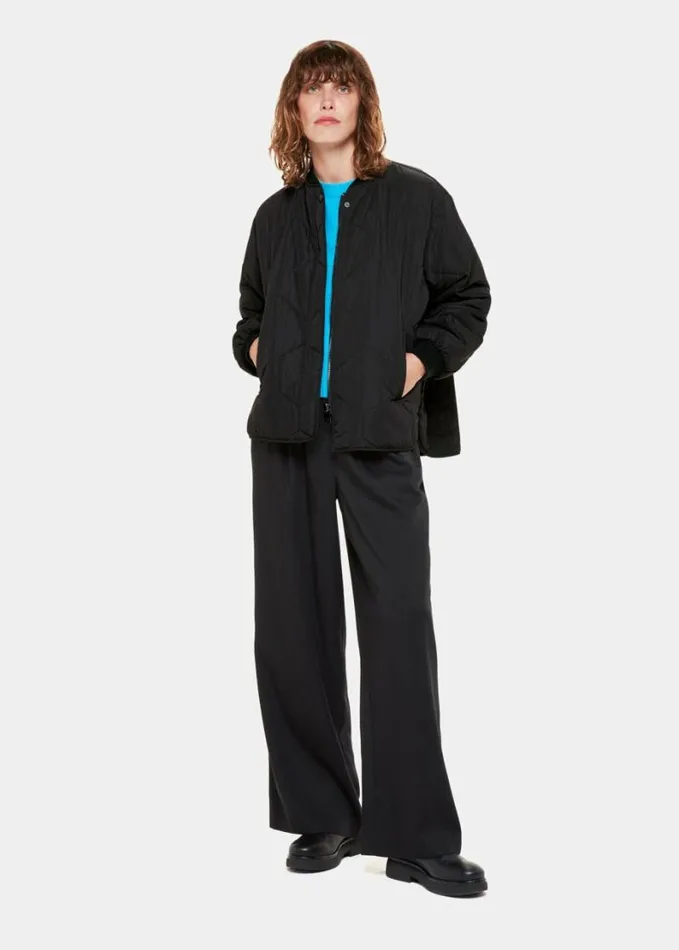 Whistles Ida Short Quilted Coat Black Women Coats and Jackets