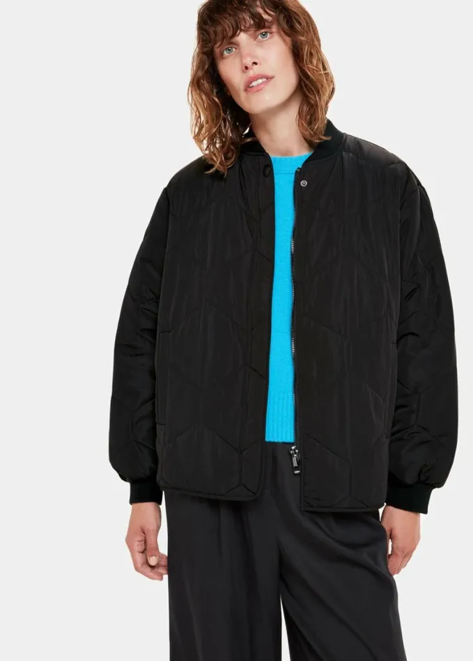 Whistles Ida Short Quilted Coat Black Women Coats and Jackets