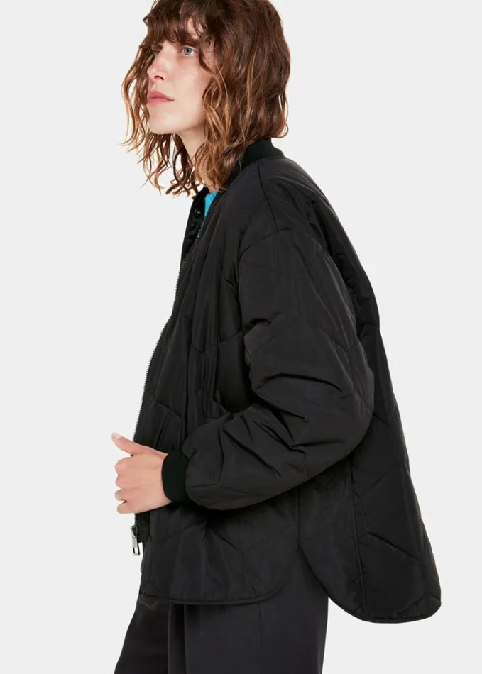Whistles Ida Short Quilted Coat Black Women Coats and Jackets
