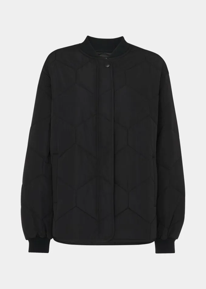Whistles Ida Short Quilted Coat Black Women Coats and Jackets