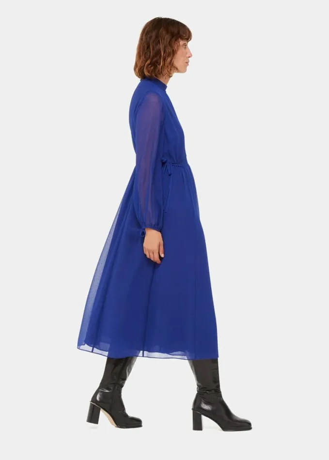 Whistles Ivy Midi Dress Blue Women Dresses