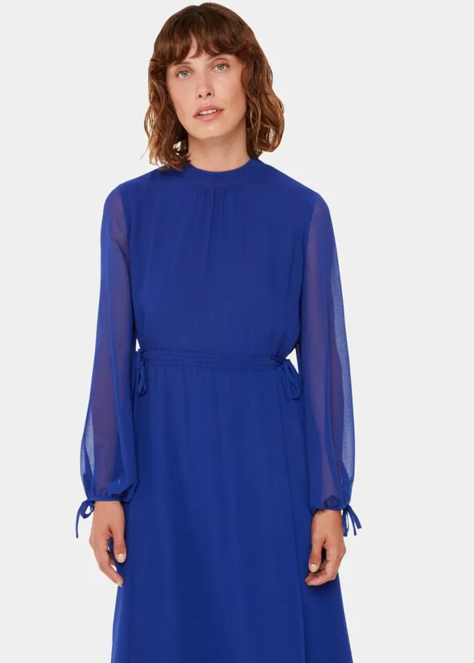 Whistles Ivy Midi Dress Blue Women Dresses