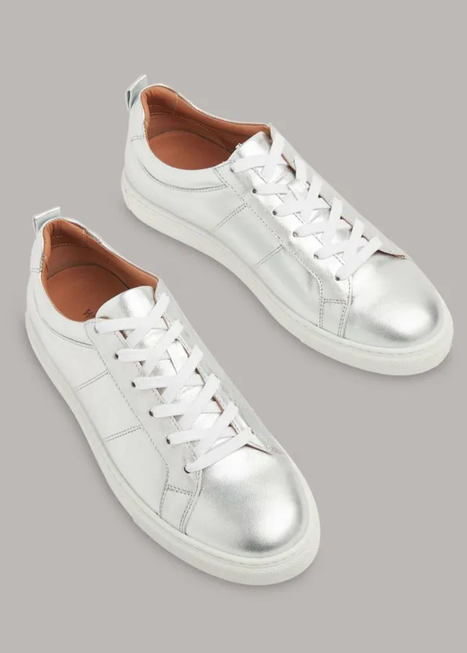 Whistles Koki Lace Up Trainer Silver Women Sneakers