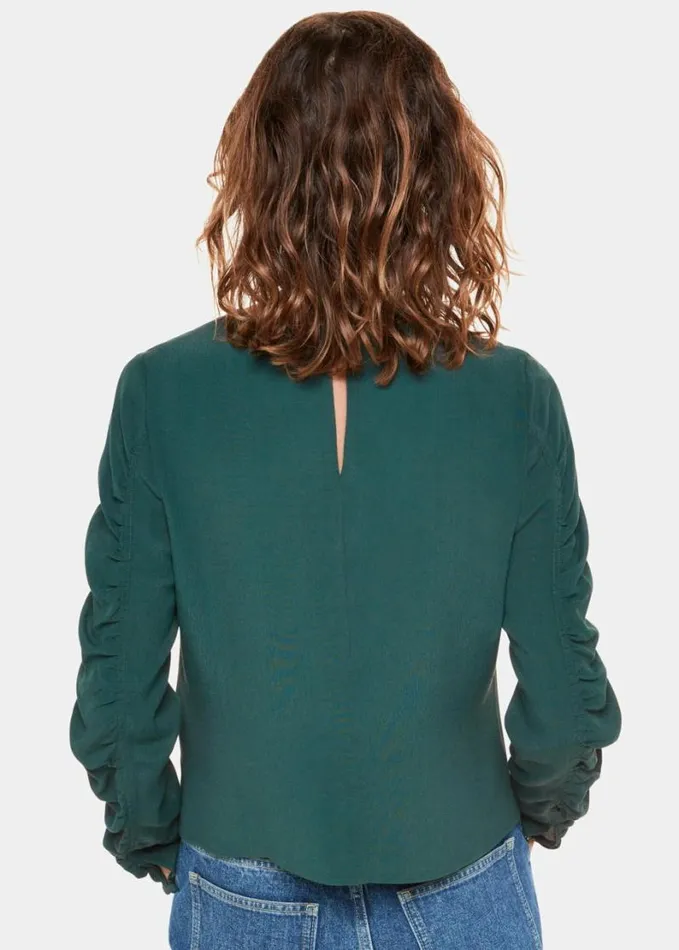 Whistles Lilly Gather Front Top Forest Green Women Tops