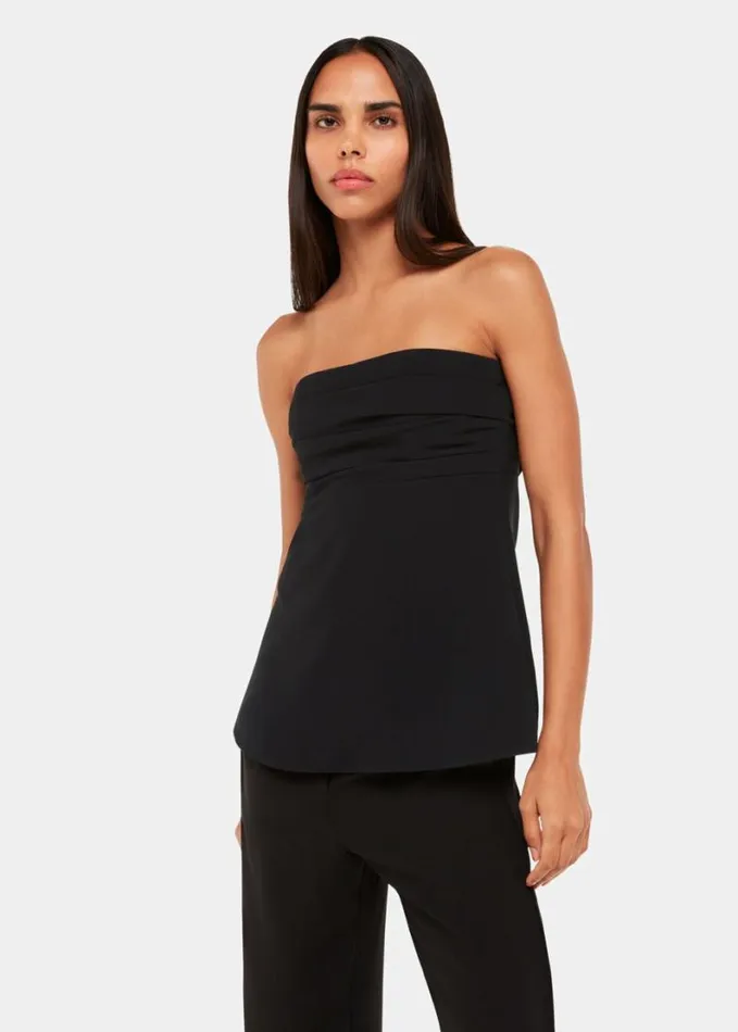 Whistles Lula Crepe Bandeau Top Black Women Tops