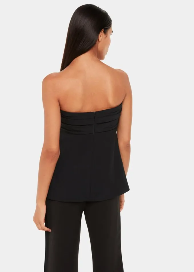 Whistles Lula Crepe Bandeau Top Black Women Tops