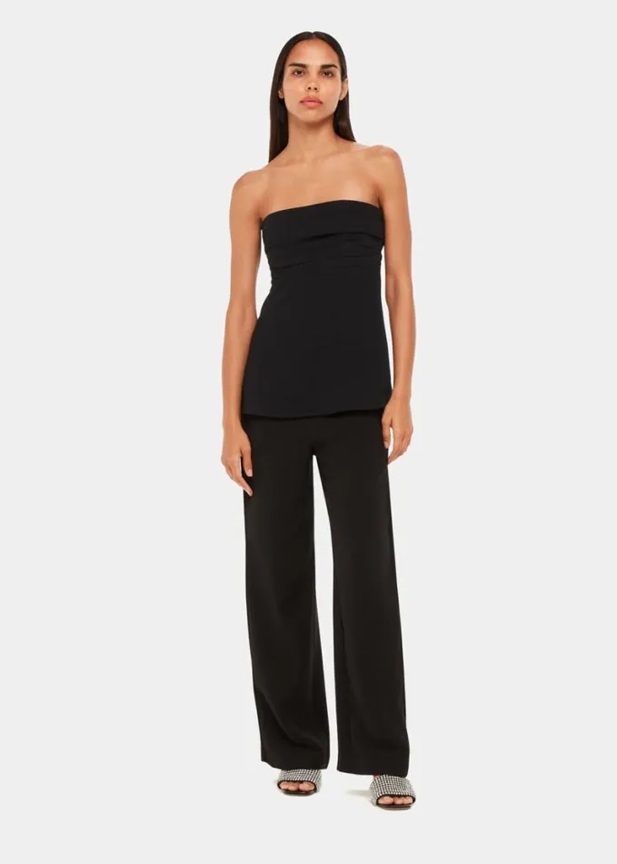 Whistles Lula Crepe Bandeau Top Black Women Tops
