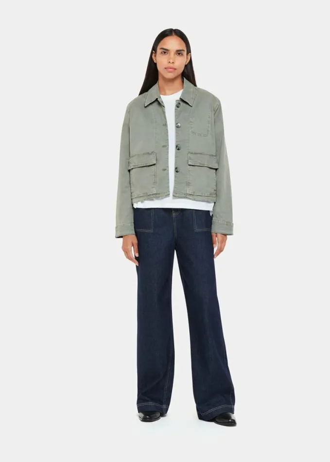 Whistles Marie Casual Jacket Khaki Women Coats and Jackets