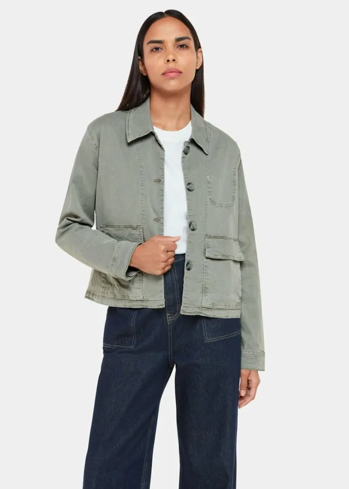 Whistles Marie Casual Jacket Khaki Women Coats and Jackets
