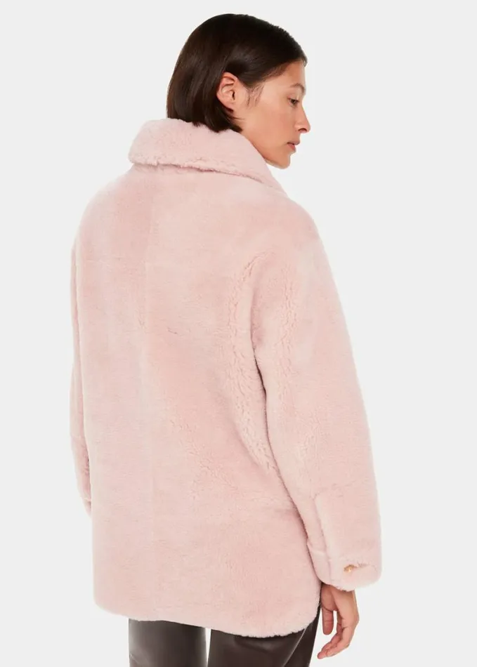 Whistles Mia Shearling Coat Pink Women Coats and Jackets