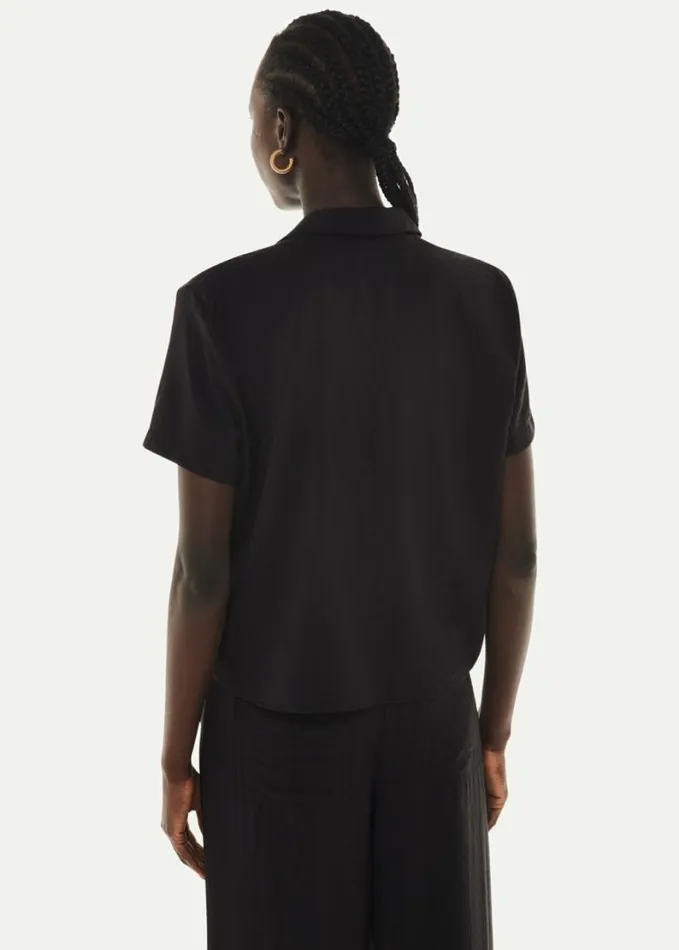 Whistles Nicola Tie Front Blouse Black Women Tops